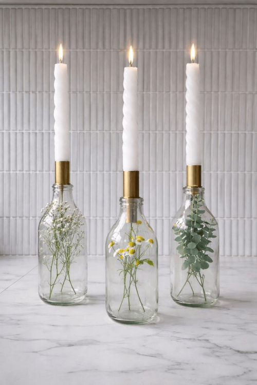 Budgetfreundlich​e Kerzenst&auml;nder aus altem Glas