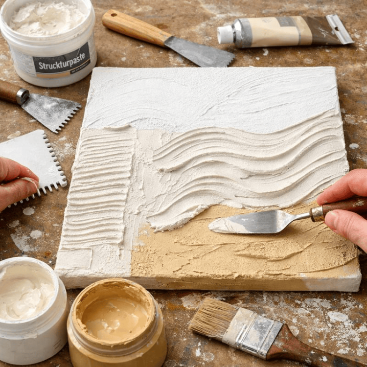 Selbstgemachte Wandkunst aus Strukturpaste zum Einrichten​ 