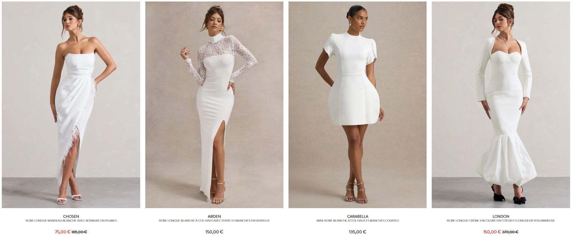 S&eacute;lection de robes de mari&eacute;es Club L London &agrave; moins de 200&euro;