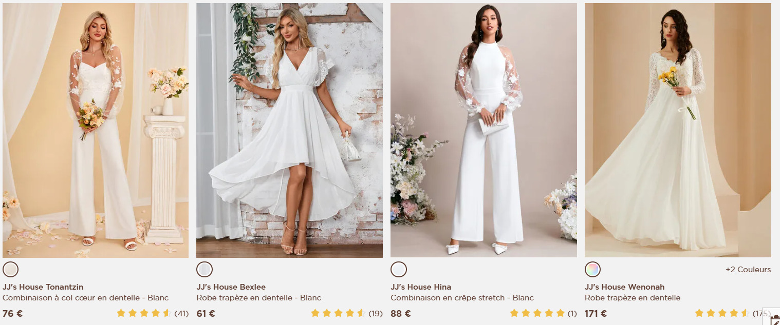 S&eacute;lection de robes de mari&eacute;es JJ'S House &agrave; moins de 200&euro;