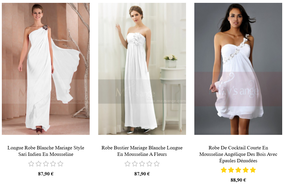 S&eacute;lection de robes de mari&eacute;es Maysange &agrave; moins de 200&euro;