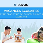 Dessins d'activités familiales sur un fond bleu avec titre de l'article