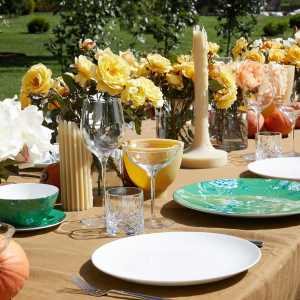 Wedgwood decorative tablescape and glasswear